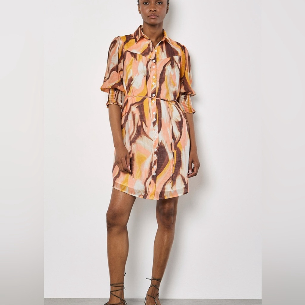 APRICOT Painterly Swirl Shirt Dress